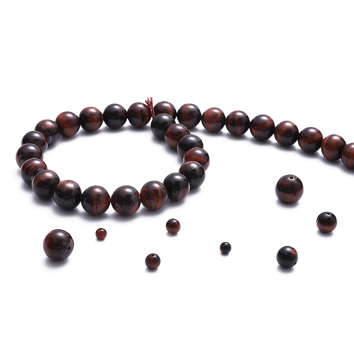 BEADIA Natural Red Tiger Eye Stone Round Loose Semi Gemstone Beads for Jewelry Making 8MM 44PCS
