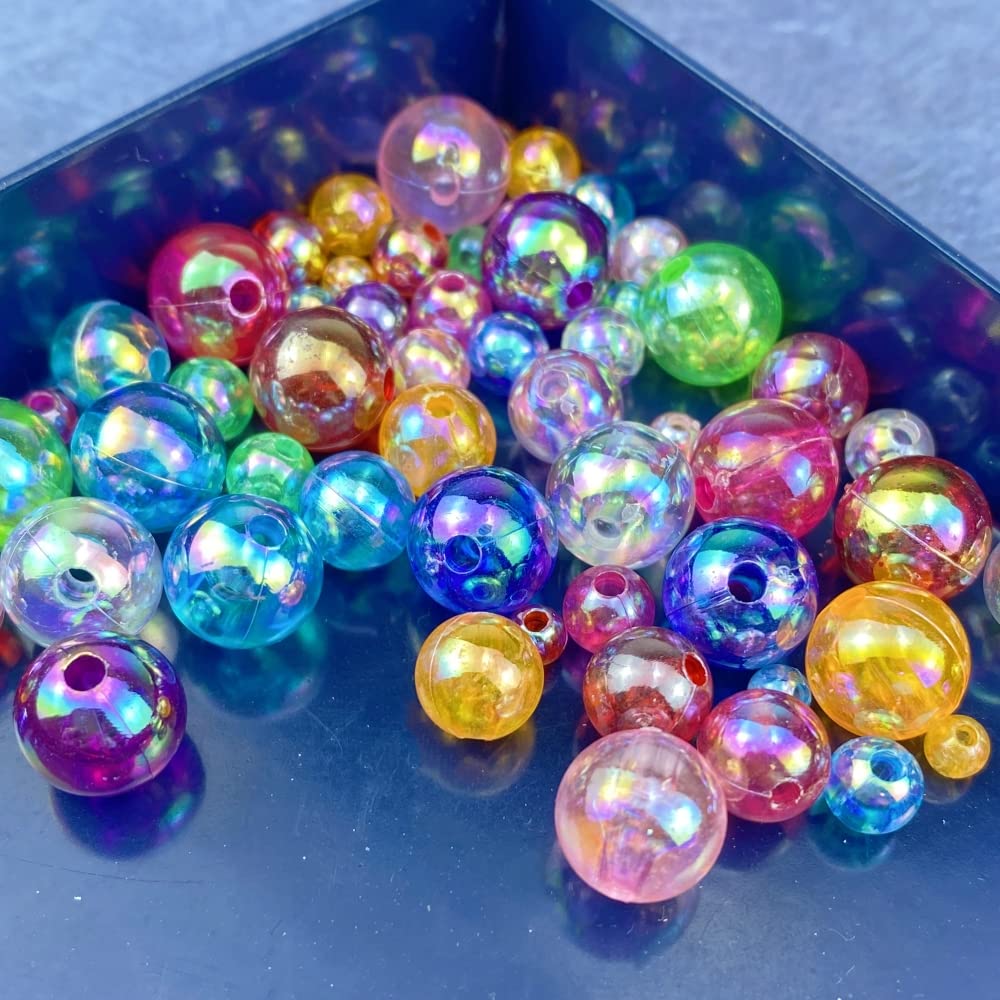300 Pcs 10mm Acrylic Round Beads AB Colors Round Spacer Beads for Earring Bracelet Necklace Key Chains Jewelry DIY Craft Making(Green AB)