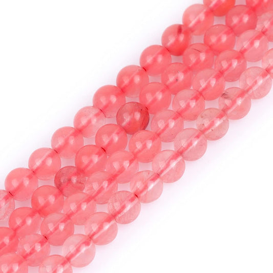 10mm Watermelon Cherry Quartz Beads Round Gemstone Loose Beads for Jewelry Making (38-39pcs/strand)