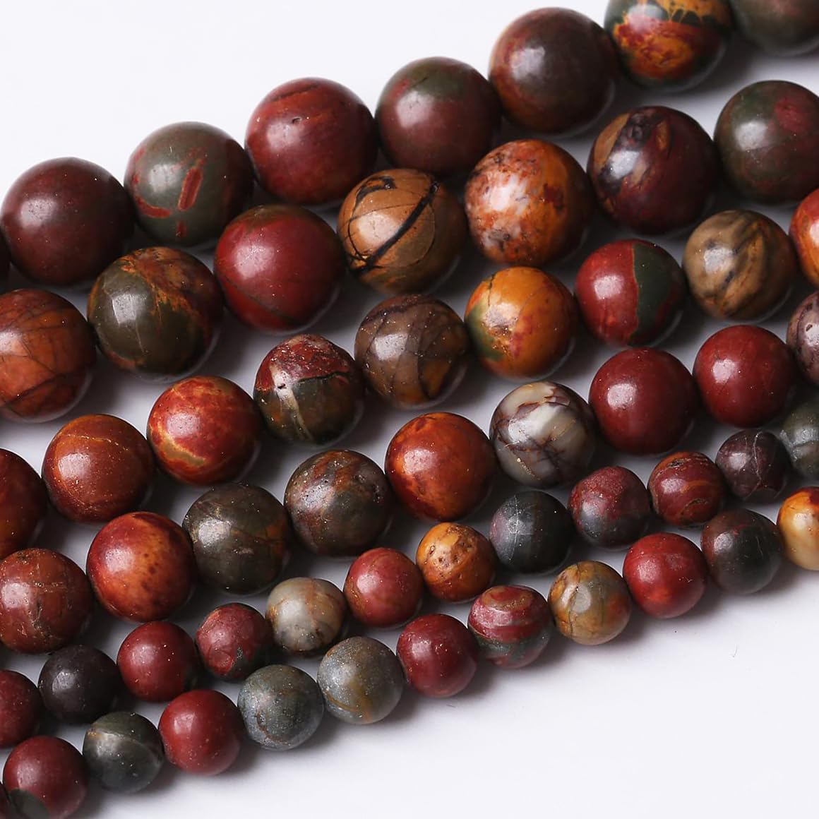 36PCS 10MM Natural Picasso Jasper Round Loose Stone Beads for Jewelry Making DIY Energy Stone Healing Power Bracelet 15"