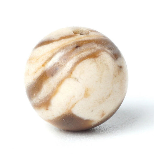 100Pcs Natural Stone 6mm Australia Zebra Round Loose Gemstone Energy Healing Beads Hole Size 1mm DIY Smooth Beads for Bracelet Necklace Earrings Jewelry Making