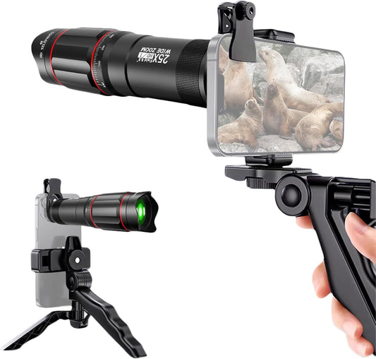 Andoer 25x 25X Macro Telephoto Smartphone Lens Kit with Phone Clip Holder, Telephoto Lens, Black