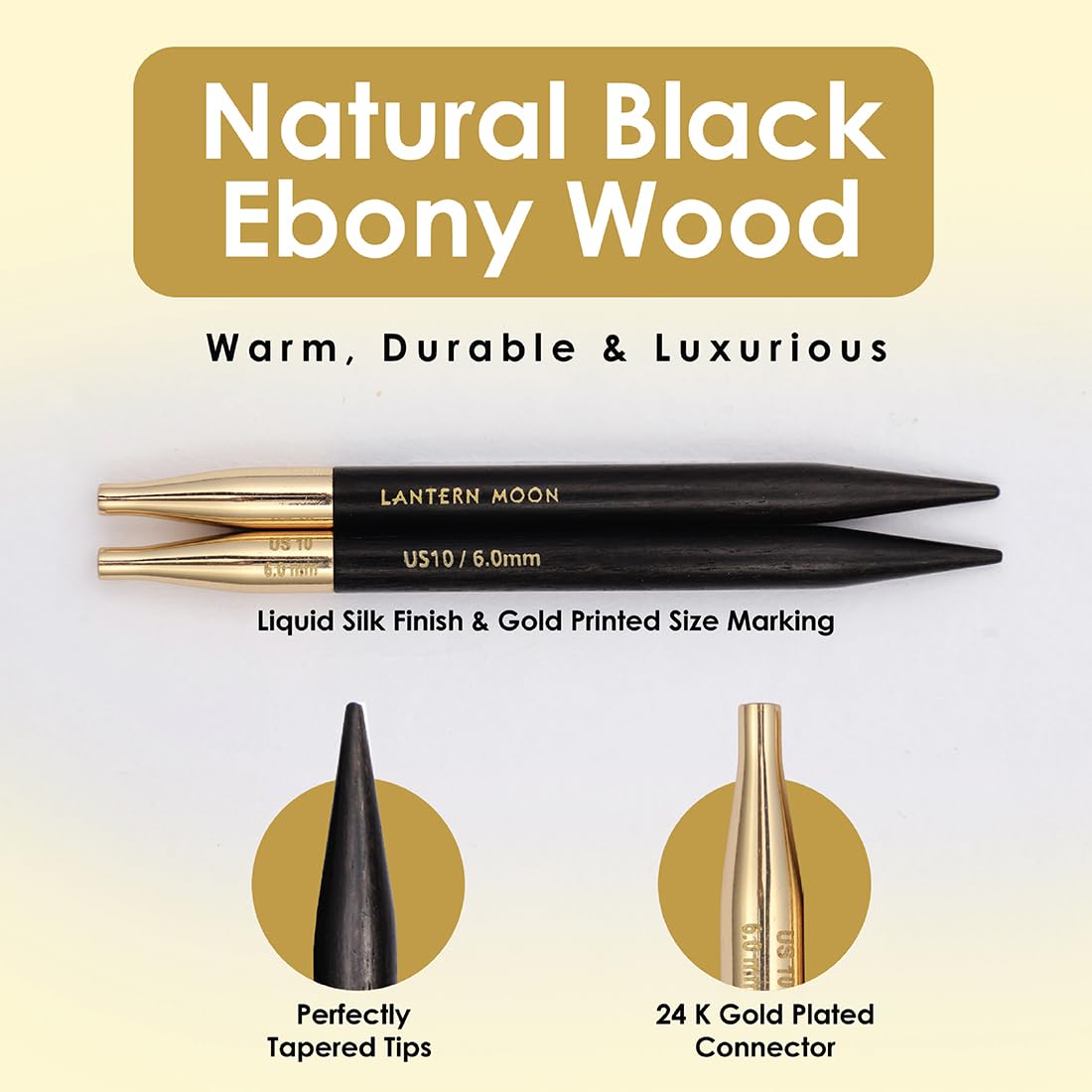 Lantern Moon Ebony Wood Interchangeable Circular Knitting Needles 5" (13cm) | US Size 17 (12mm)