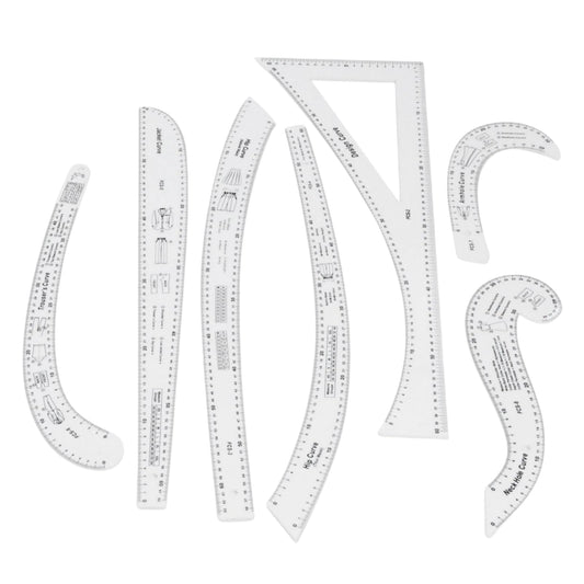 Professional Sewing Ruler Set, 7-Piece French Curve Pattern Making Rulers for Tailors, Designers, Beginners