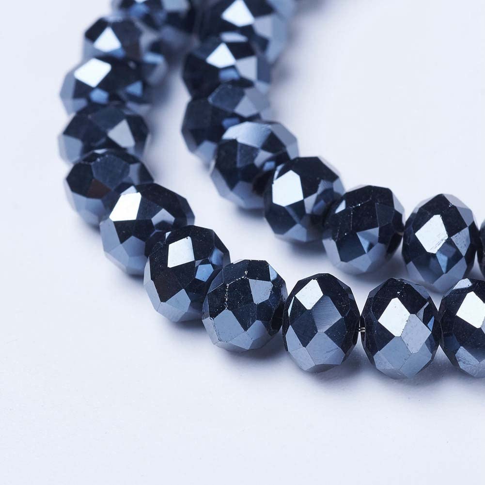 10 Strands Faceted Rondelle Briolette Glass Beads 4x3mm Electroplate Glass AB Color Opaque Tiny Spacer Beads 1230pcs for Bracelets Jewelry Making