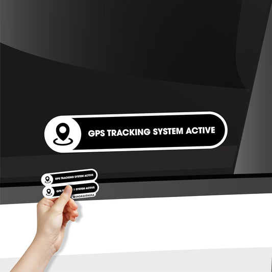 2 Pack 5x1 Inches Small GPS Tracking System Stickers | GPS Active Sign for Cars | Car Window Sticker Sign | Glossy