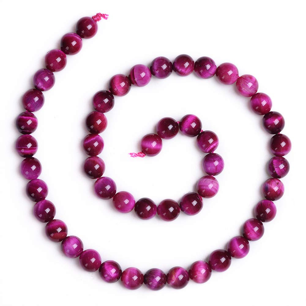 PLTbeads Natural Gemstone Loose Beads Smooth Round Approxi 15 inch DIY Bracelet Necklace for Jewelry Making (8mm, Pink Tiger Eye)