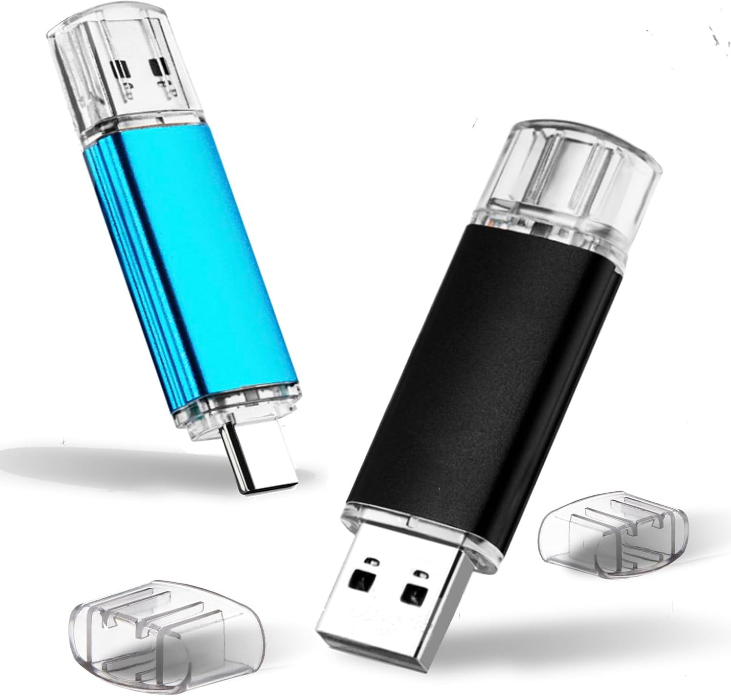 MAKACTUA 2 Pack 128GB 3.0 128GB 2-in1 Type-C USB Flash Drive USB-C Thumb Drives Memory Stick Jump Drive