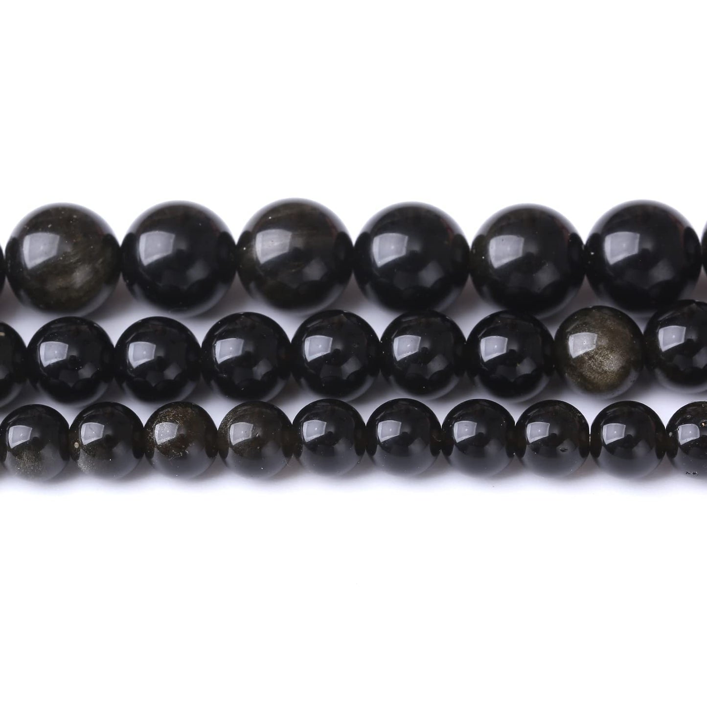 90PCS 4MM Natural Black Golden Obsidian Stone Beads Energy Healing Beads for DIY Jewelry Bracelet Necklace Making for Jewelry Making15Inch