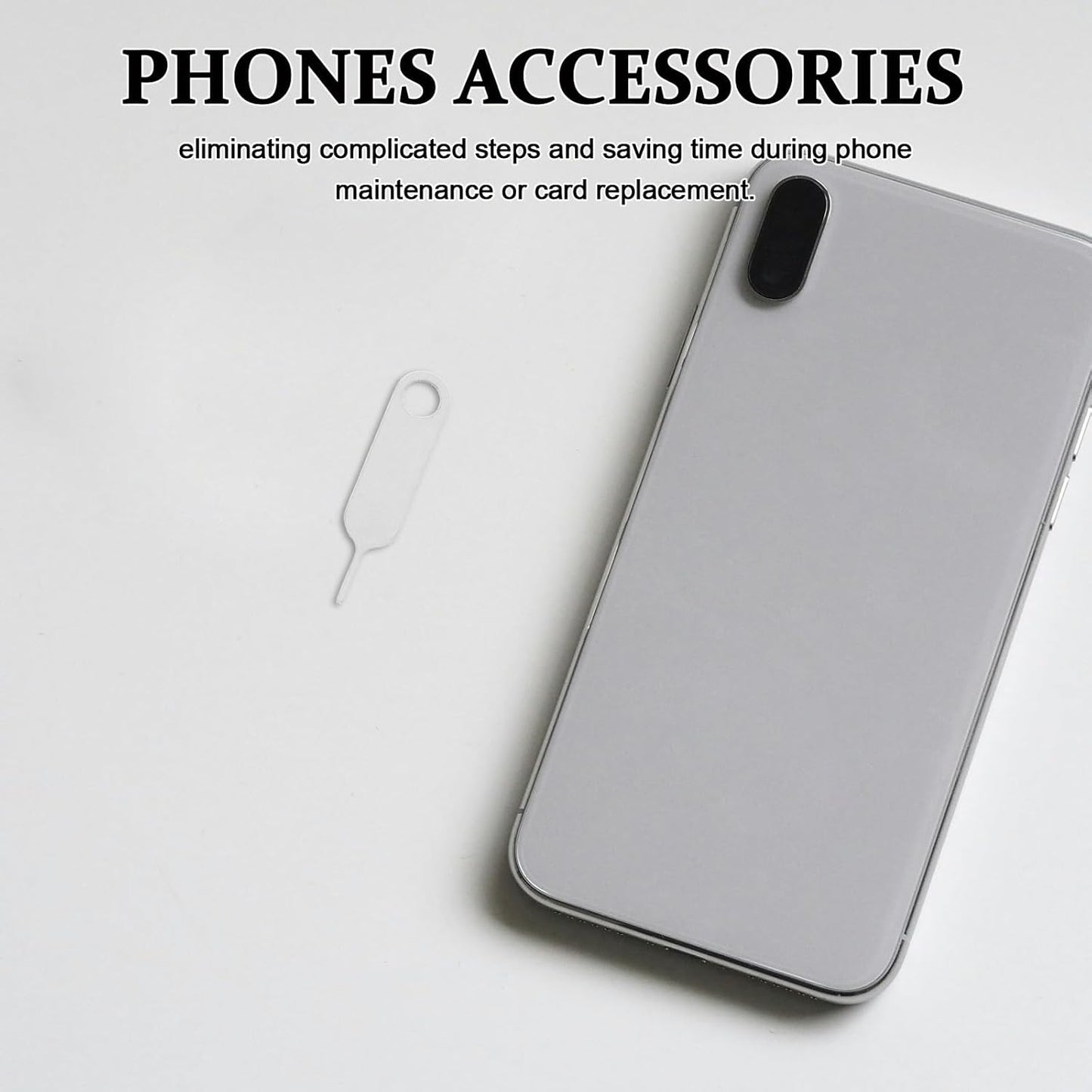 500pcs SEWACC Universal Sim Card Removal Tool and Anti-Lost Sim Pin Ejector for Mobile Phones Stainless Steel