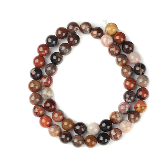 10mm Natural Petrified Wood Gemstone Round Loose Beads Crystal Stone Bracelet Necklace Accessories Crafts for Jewelry Making DIY,1 Strand 15"