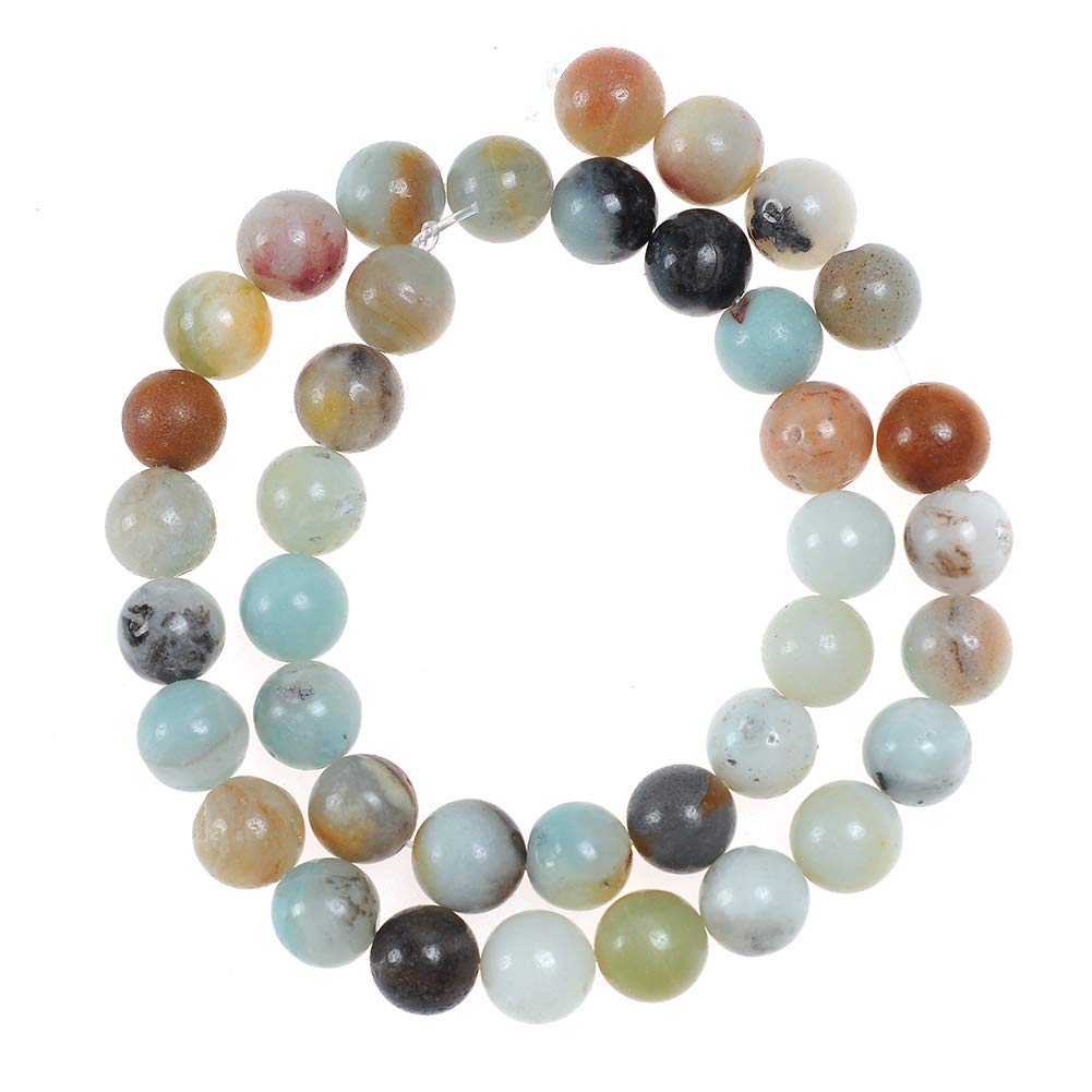 Natural Stone Beads 10mm Amazonite Gemstone Round Loose Beads Crystal Energy Stone Healing Power for Jewelry Making DIY,1 Strand 15"