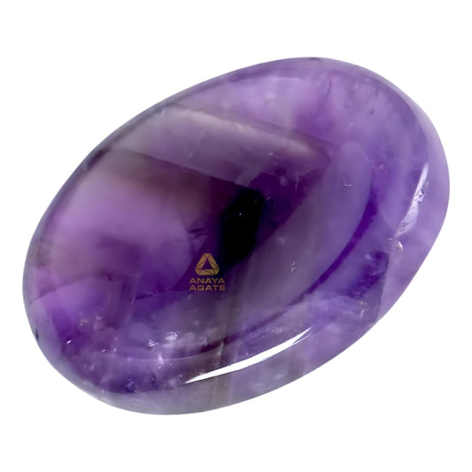 Anaya Agate Amethyst Worry Stones Certified Crystal Thumb Worry Stone for Anguish, Relaxing and Soothing Balance Stones for Meditation, Stress Relief Crystals and Healing Stones for Men, Women