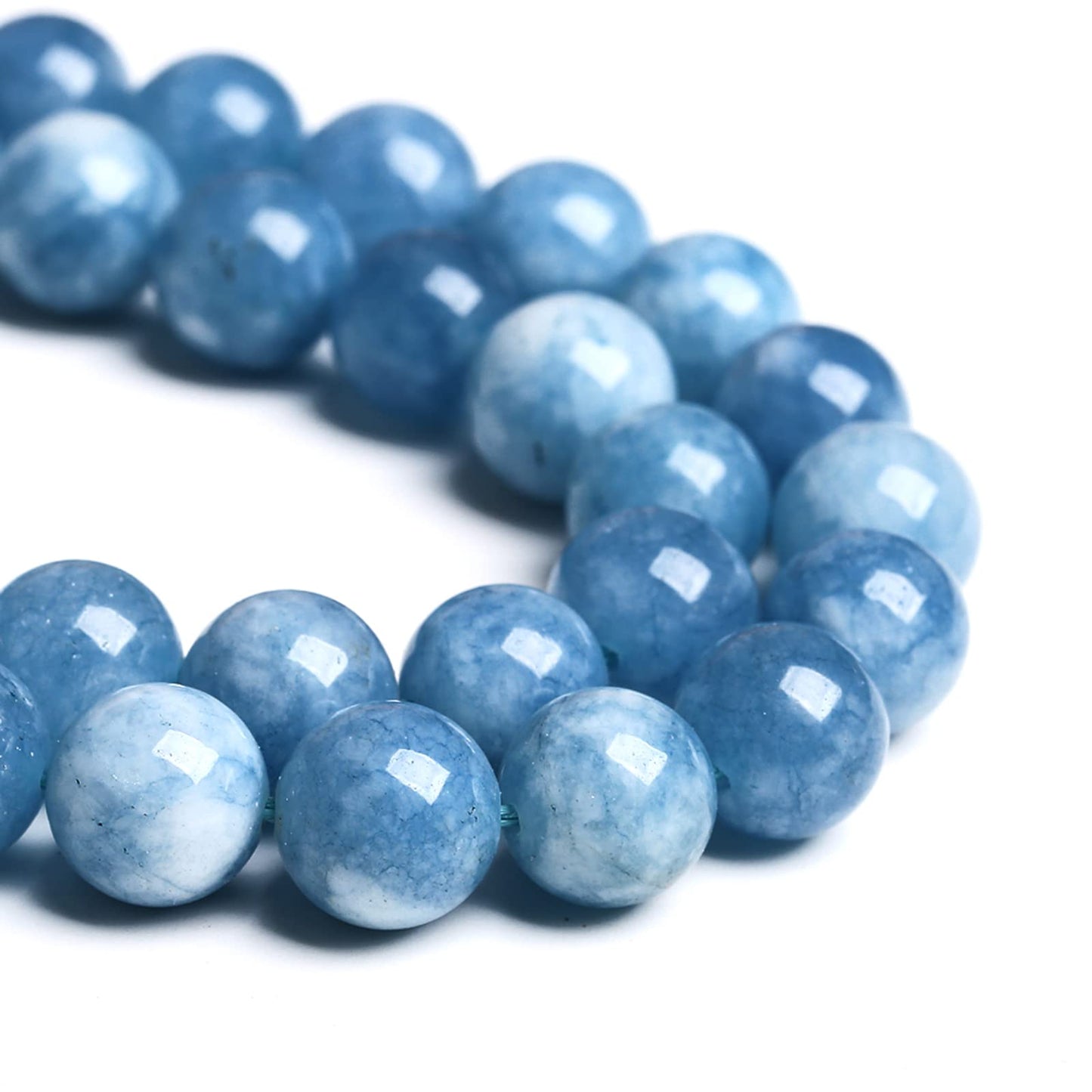 4MM 86PCS Blue Aquamarine Jade Loose Beads for Jewelry Making DIY Bracelet