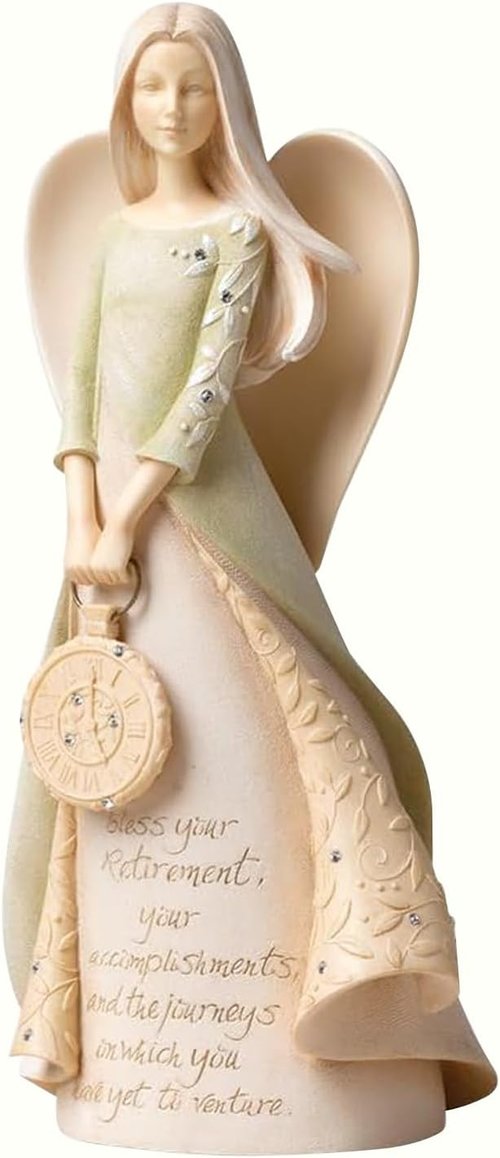 Angel Holding Clock Figurine by [Brand Name] - Perfect Retirement Gift for Women | Elegant Decor for Retirement Parties