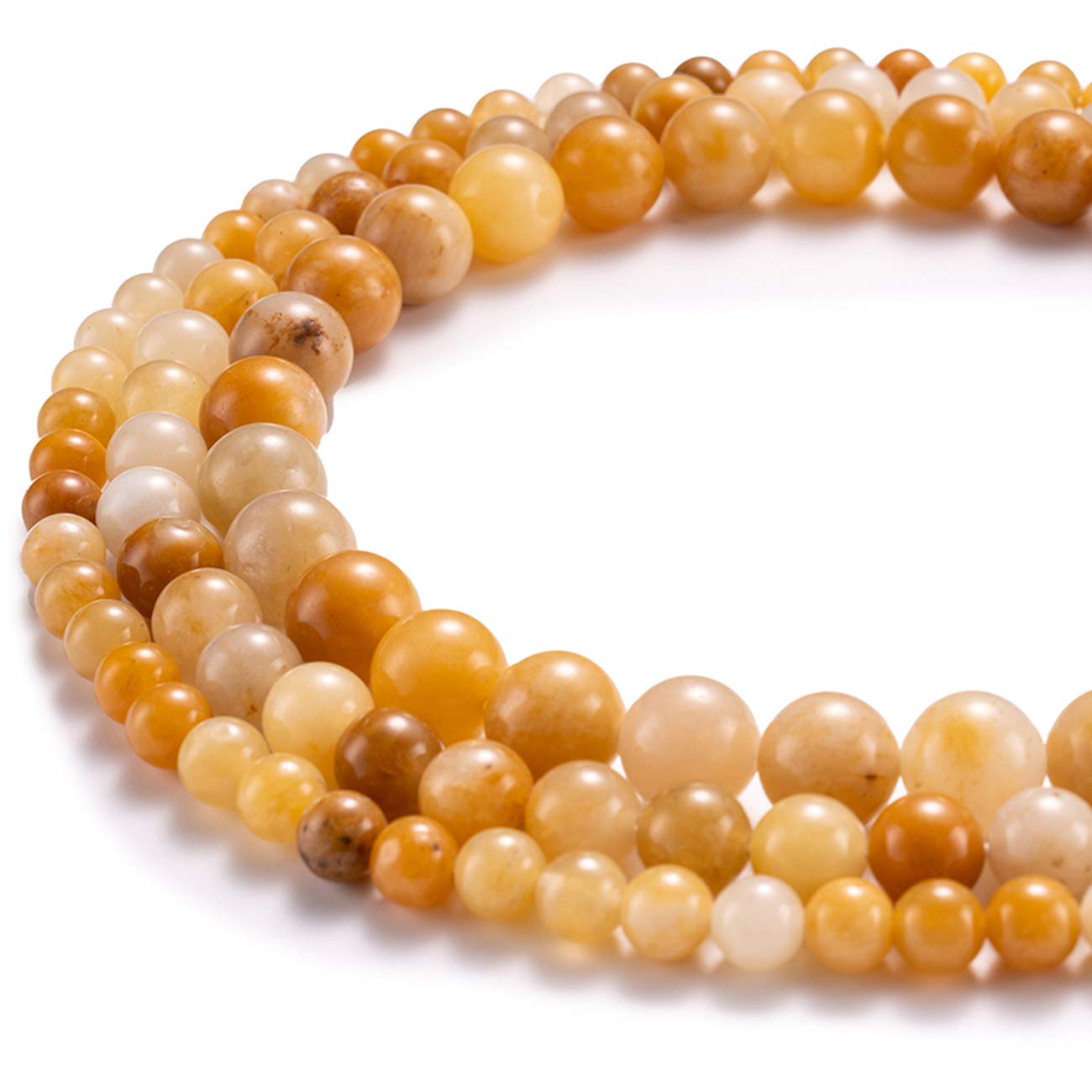 BEADIA Natural Yellow Jade Stone Round Loose Semi Gemstone Beads for Jewelry Making 10MM 38PCS