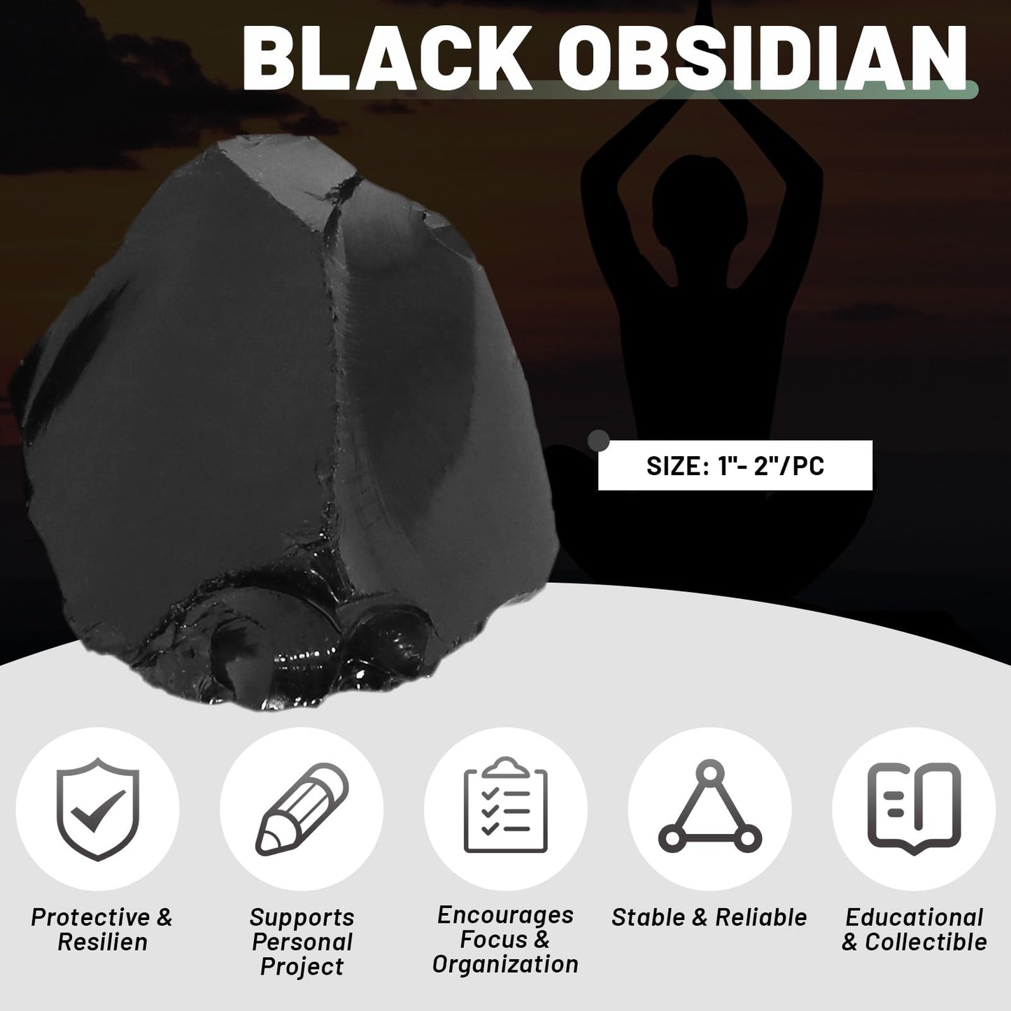 1.1lb Bulk Raw Obsidian Stone Rough Crystal-Natural Obsidian Raw Stones Crystal for Tumbling, Cabbing, Fountain Rocks, Decoration,Polishing, Wire Wrapping, Wicca & Reiki Crystal Healing