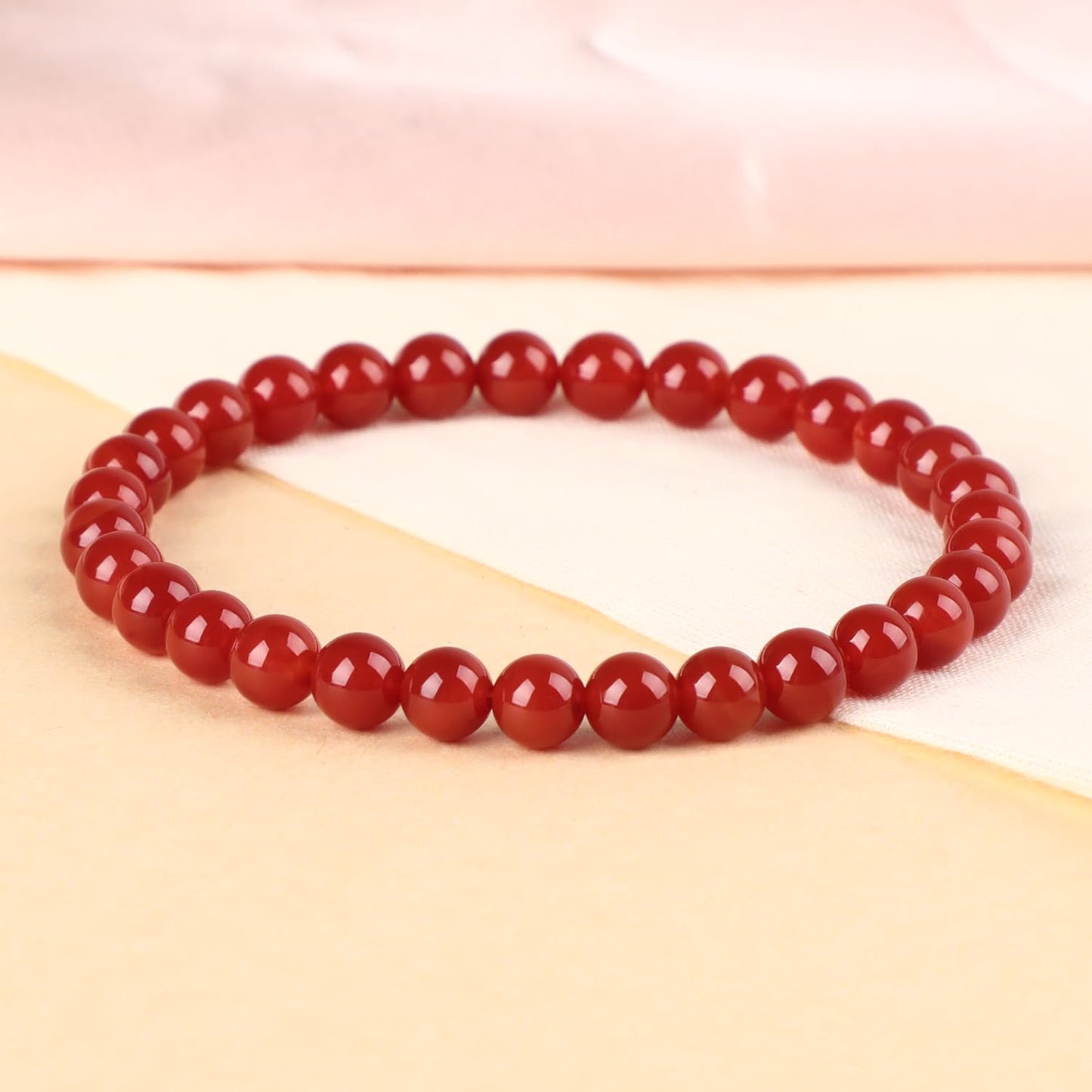 LPBeads Handmade Natural Gemstone Stretch Elastic 6m Carnelian Bracelet Healing Crystal Round Stone Beads Jewelry Gifts for Women Men