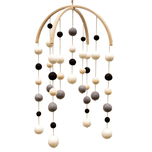 GLACIART ONE Black and White Baby Crib Mobile | Safe High Contrast Wool Toys, Neutral Room Decor for Boy & Girl | Develops Cognitive, Visual & Motor Skills | Great Gift Idea