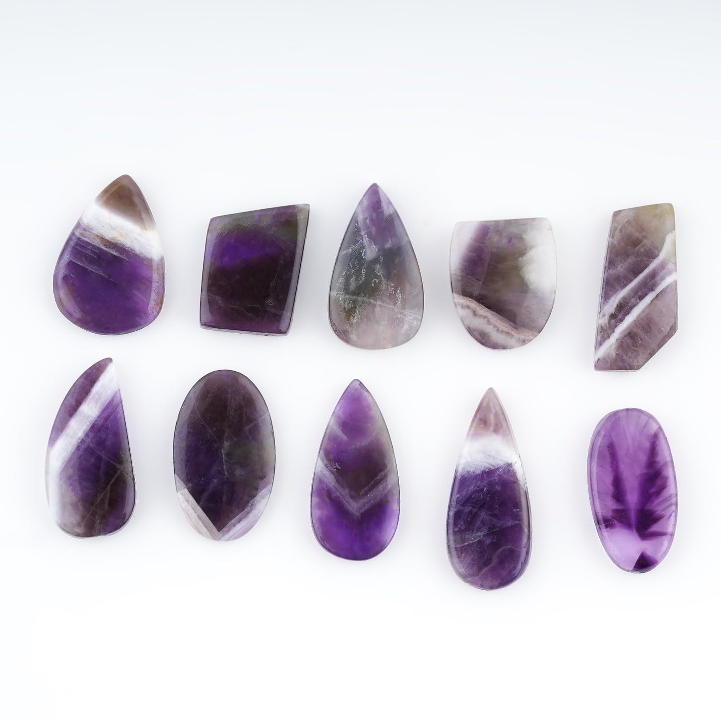 ColouredRocks (10pcs. CHEVRON AMETHYST, Mix Shape, Natural Cabochon Crystals, Loose Gemstone, Wholesale Polished Supply, Jewelry Making, DIY Craft, Gem Collection (18-24mm free size)
