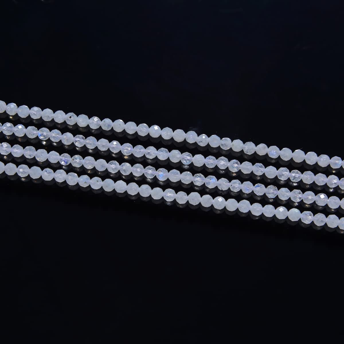 Adabele 30 Inch Natural Blue Flash Moonstone Healing Gemstone 4mm (0.16 Inch) Tiny Small Faceted Round Loose Beads Stone Spacer (150-170pcs) for Craft Jewelry Making GK4-7