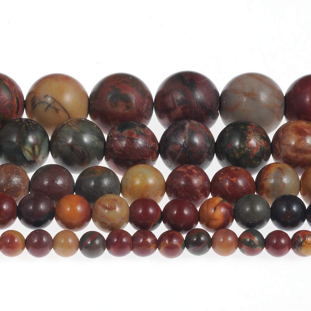 Natural Stone Beads 6mm Picasso Gemstone Round Loose Beads Crystal Energy Stone Healing Power for Jewelry Making DIY,1 Strand 15"