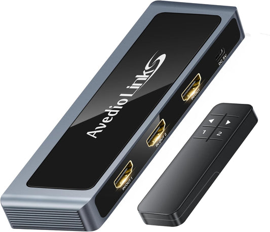 avedio links 8K 2.1 4K@120Hz 8K@60Hz, 2 1 2 1 PS5 HDMI Switch Bi-Directional in Out HDMI Switcher with Remote, Aluminum