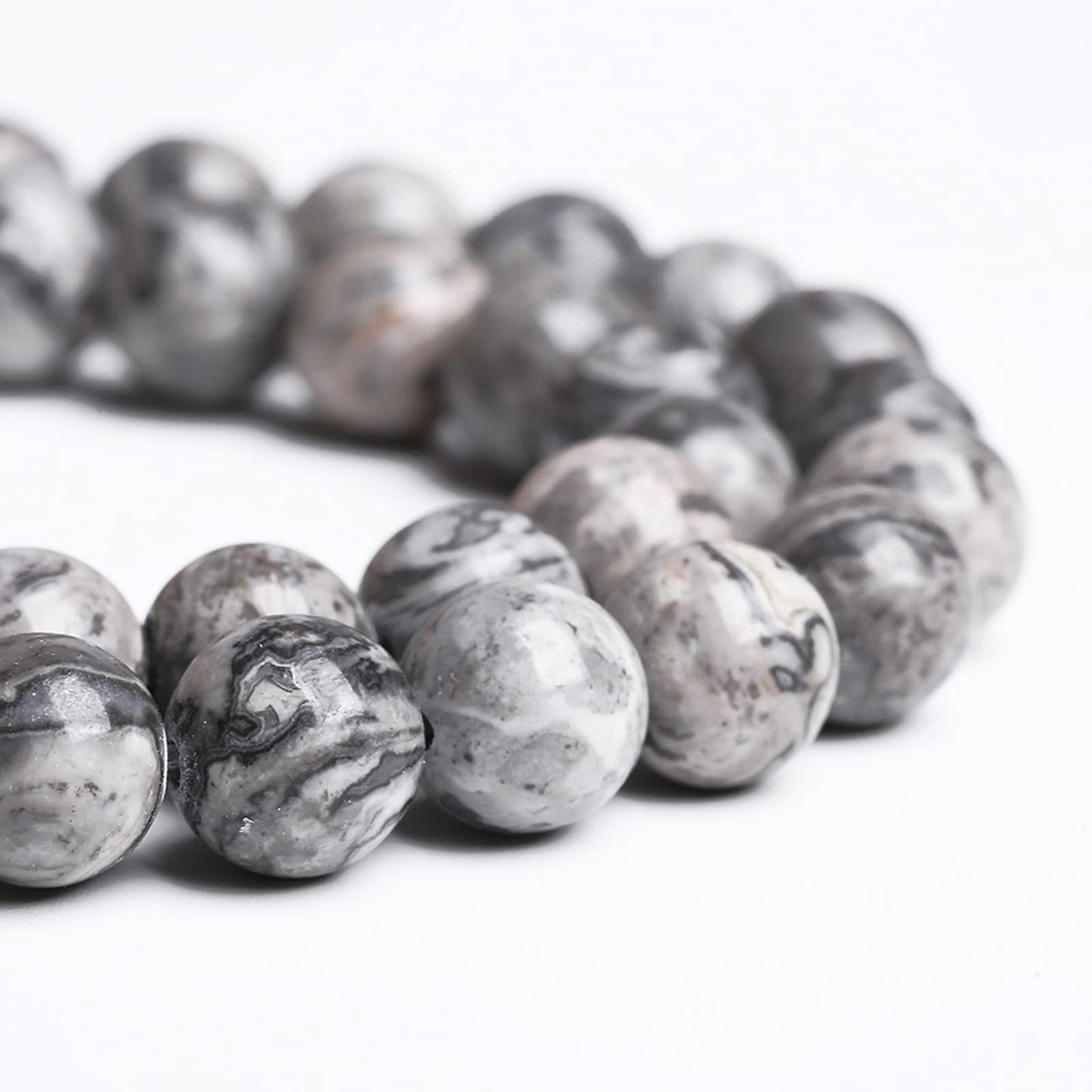 8MM 45PCS Natural Stone Map Jasper Loose Beads for Jewelry Making DIY Bracelet