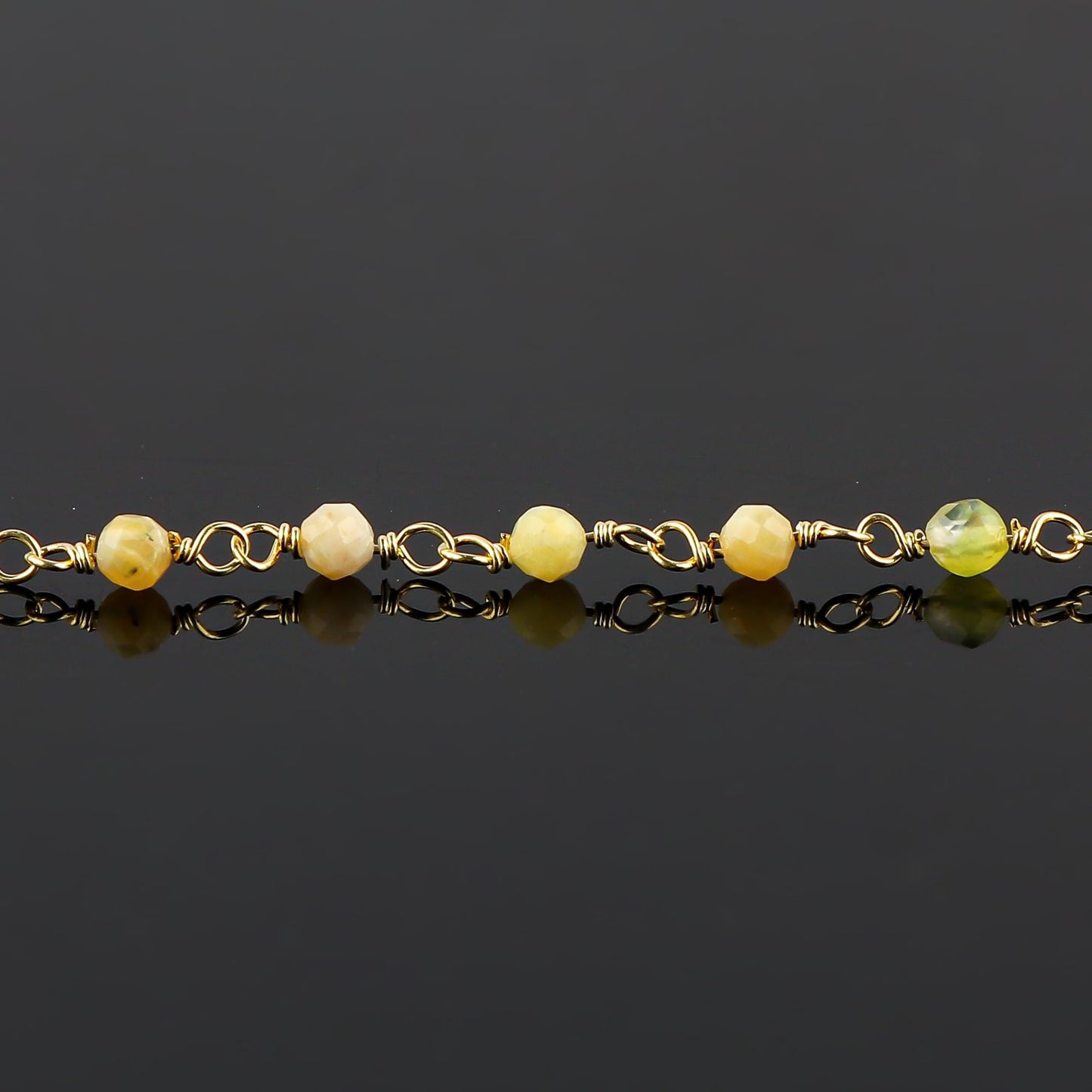 CRYSTALINES Natural Green Opal Gemstone Cluster Bracelet, 14K Gold Plated Rosary Chain Beads, Handmade Bohemian Jewelry for Women, Healing Crystals, Birthday Christmas Gift, 8"
