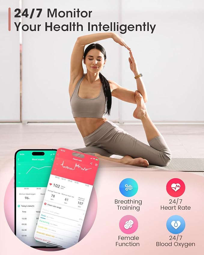 Fitness Watches for Women, Fitness Tracker with Heart Rate/SpO2 Monitor, Smart Watches for Women with Sleep/Step Tracker, 20+ Sport Modes Activity Tracker, Android Smart Watch for Phones