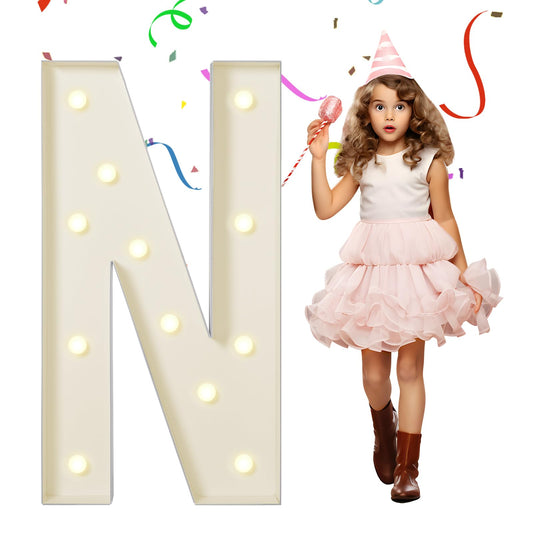 eufony Marquee Letters 4 Feet Tall, 4 FT Marquee Light Up Letters, Giant Light Up Letters 4FT for Birthday Party Baby Shower Gender Reveal Graduation Decorations, Letter N with LED Lights DIY Kit