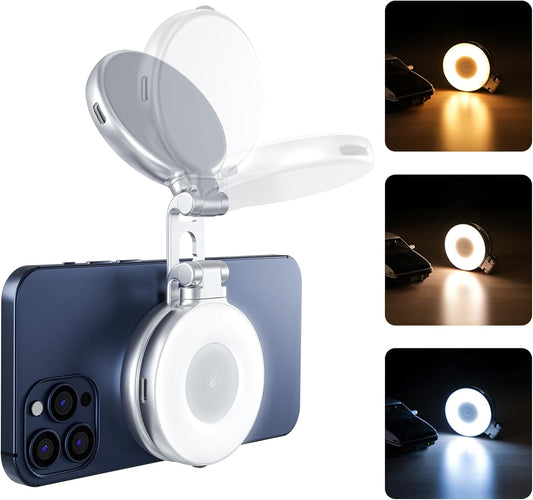 AFAITH C03 CRI97 360 Magnetic Selfie Ring Light, Phone Light Compatible with iPhone Magsafe, LED Selfie Ring Fill Light