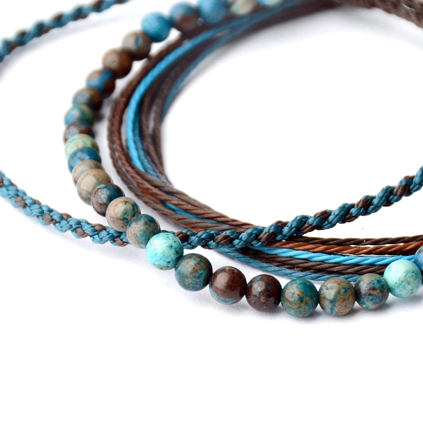 Handmade Natural Stone Beaded Healing Bracelet Gift for Men Adjustable Rope String Bracelet (Indigo dyeing Jasper, Adjustable)