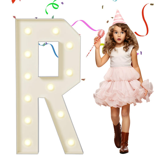EUFONY Marquee Letters 4 Feet Tall, 4 FT Marquee Light Up Letters, Giant Light Up Letters 4FT for Birthday Party Baby Shower Gender Reveal Graduation Prom Decorations, Letter R with LED Lights DIY Kit