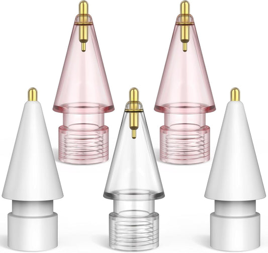 BOBEN 5 Pack 2nd 1st Clear Pencil Tips for Apple Pencil Generation and Generation Fine Point Metal Tip, Wear-Resistant