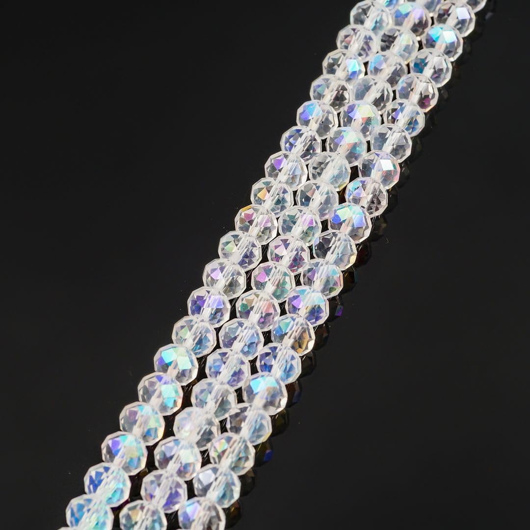 1000pcs Czech Faceted Rondelle Crystal Glass Loose Beads 6mm Spacer Bulk Crystal Clear for DIY Craft Jewelry Making CCR601