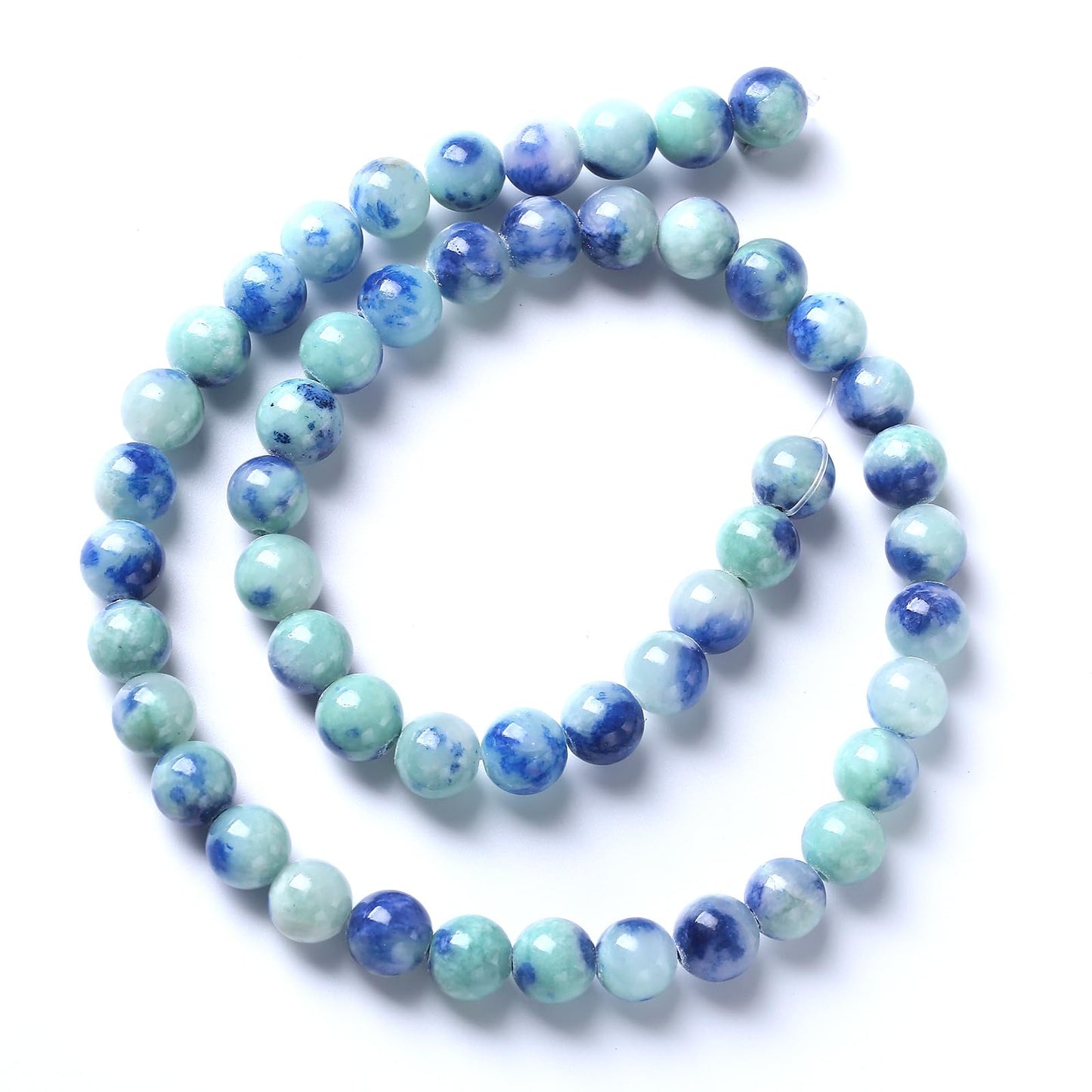12MM 32PCS Peacock Blue Persian Jade Spacer Loose Beads for Jewelry Making DIY Bracelet Necklace