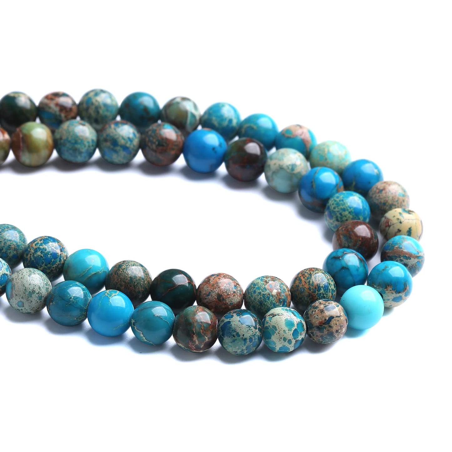6MM 60PCS Natural Stone Blue Sea Sediment Impression Jade Spacer Loose Beads for Jewelry Making DIY Bracelet Necklace