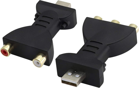 zdyCGTime 2pcs 2.0 2/3RCA Adapter,1080P USB Male to Female Jack Splitter Audio Video AV Composite AV to USB Connector