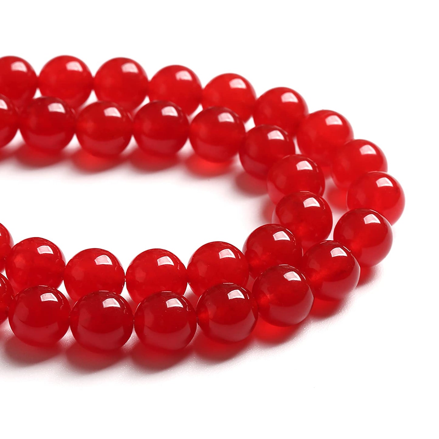8MM 45PCS Natural Stone Red Chalcedony Jade Round Loose Beads for Jewelry Making DIY Bracelet Necklace