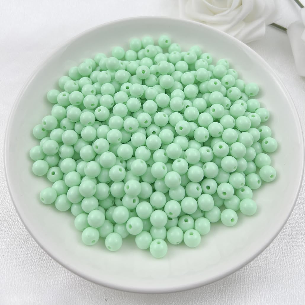 Mulutoo 200Pieces 10MM Acrylic Round Beads Round Acrylic Balls Chunky Beads Smooth Spacer Plastic Pastel Beads Craft Beads for Necklace and Bracelet Making Crafting Supplies(196-dark Green)