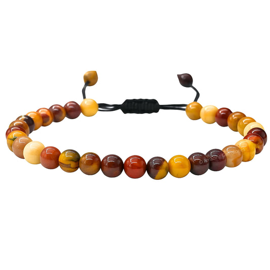 Amazing Gemstone Mookaite Anklet Ankle Bracelets for Women - Waterproof Beaded Healing Crystal Anklets, Plus Size Chakra Gemstone Bead Anklet (Stretchy Adjustable - Plain)