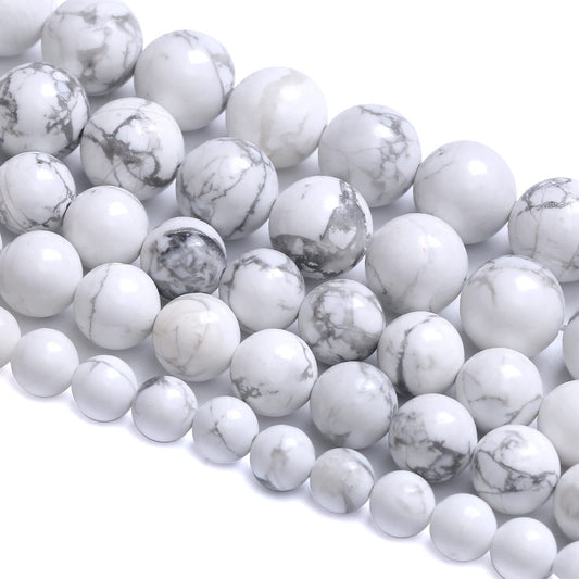 12MM 30PCS Natural Stone White Howlite Turquoise Crystal Beads for Jewelry Making DIY Bracelet