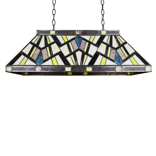 Chloe Lighting Vincent Mission Tiffany-Style Pendant, 3 Lights, 28in Wide, Multicolor, Model CH3T523BM28-IL3