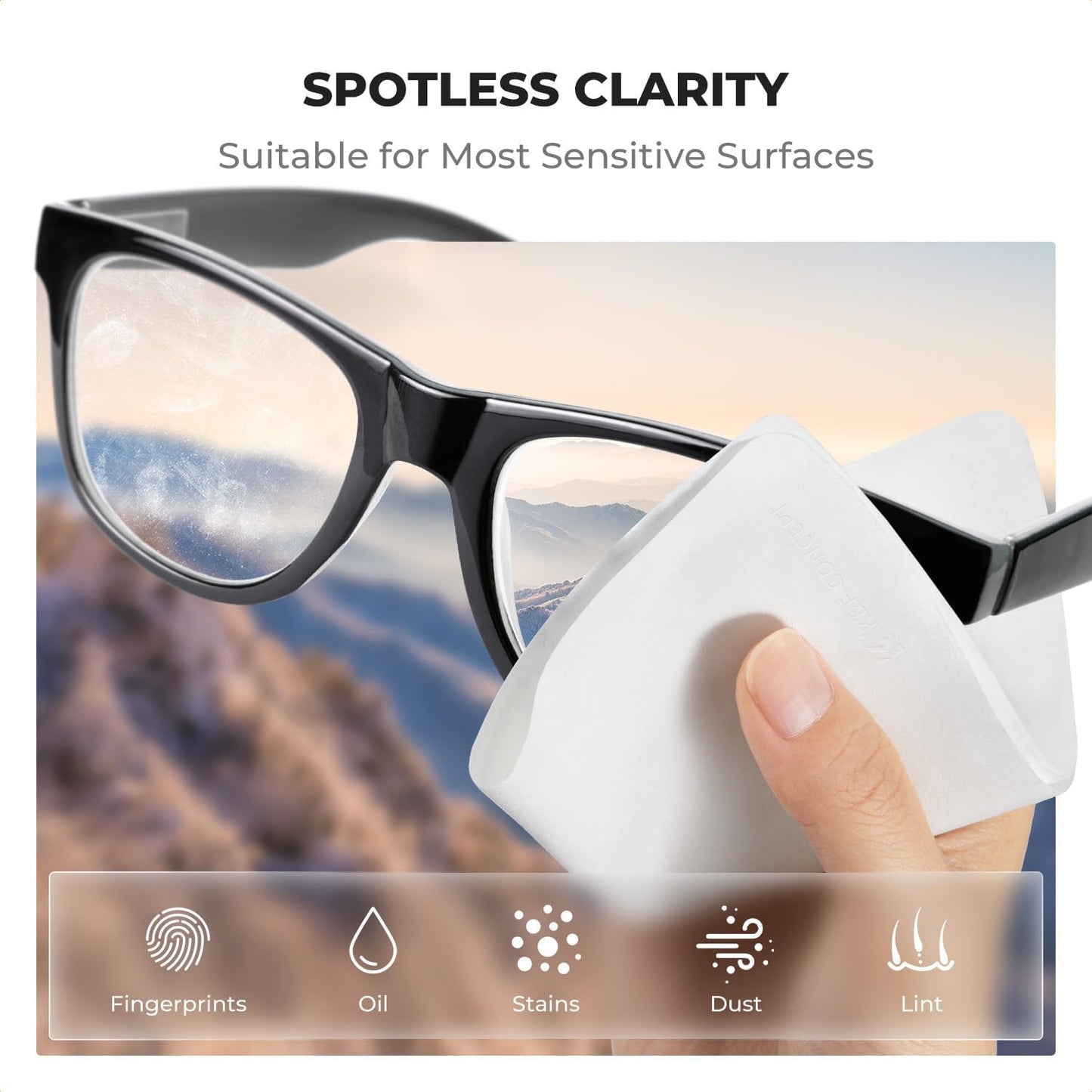 12 Pack Headset, K&F CONCEPT Lens Cleaning Cloth | Microfiber Cleaning Cloth | Glasses Cleaning Cloths | Eyeglass Lens