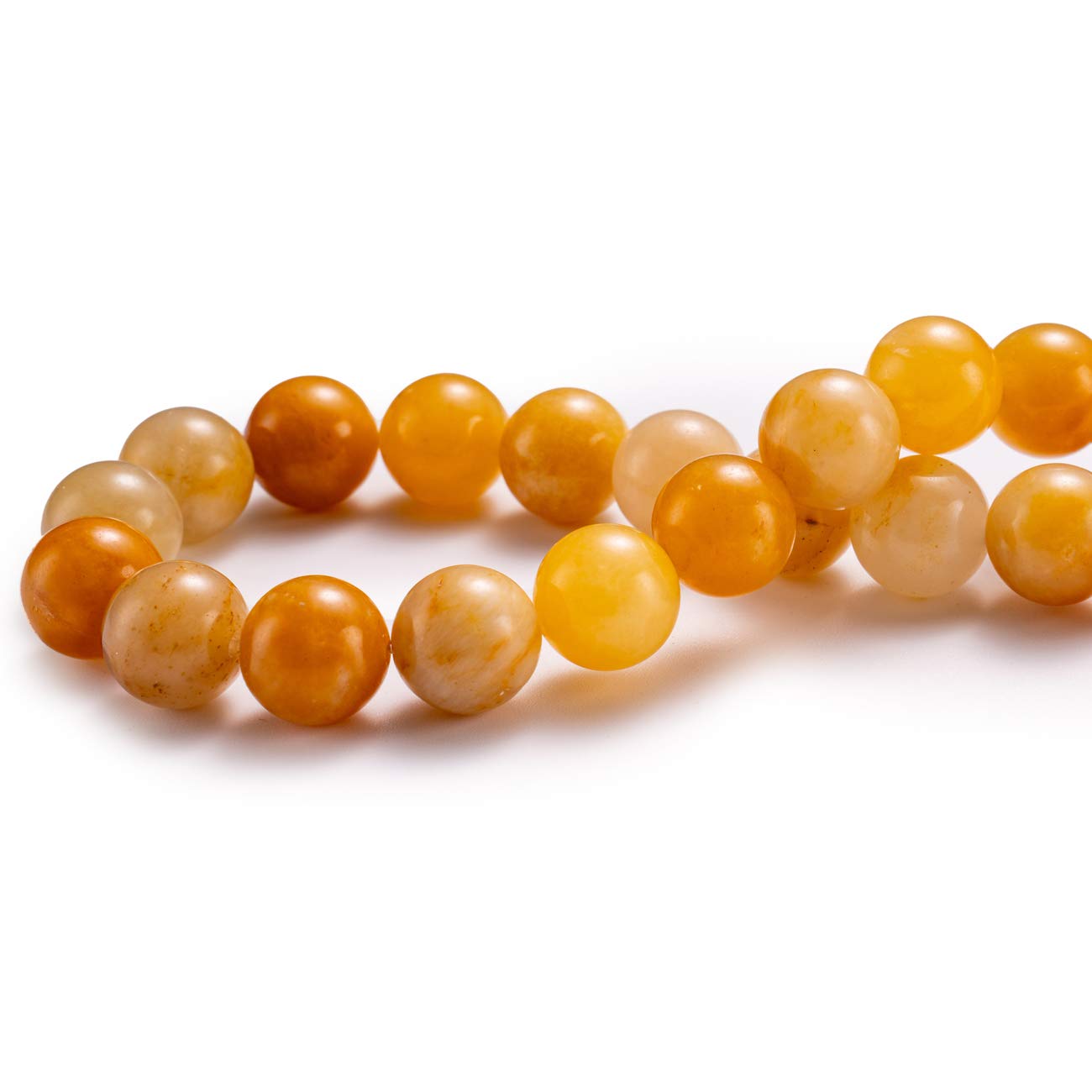 BEADIA Natural Yellow Jade Stone Round Loose Semi Gemstone Beads for Jewelry Making 8MM 44PCS