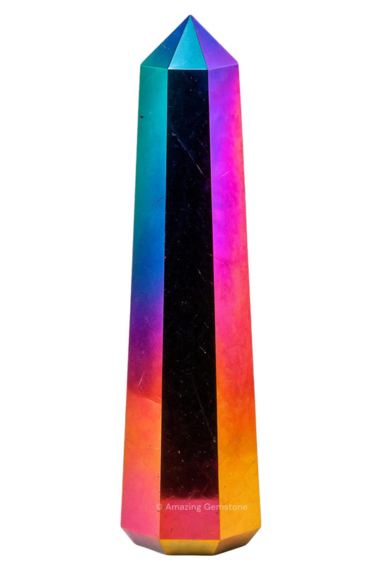 Amazing Gemstone Titanium Aura Quartz Crystal Towers - Natural Healing Crystal Point Obelisk for Reiki Healing and Crystal Grid (3" to 4" INCH)