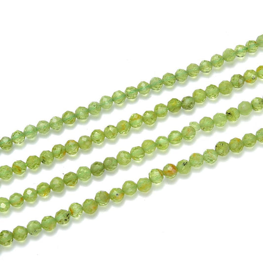 Adabele 30 Inch Natural Green Peridot Healing Gemstone 4mm (0.16 Inch) Tiny Small Faceted Round Loose Beads Stone Spacer (160-180pcs) for Craft Jewelry Making GK4-11