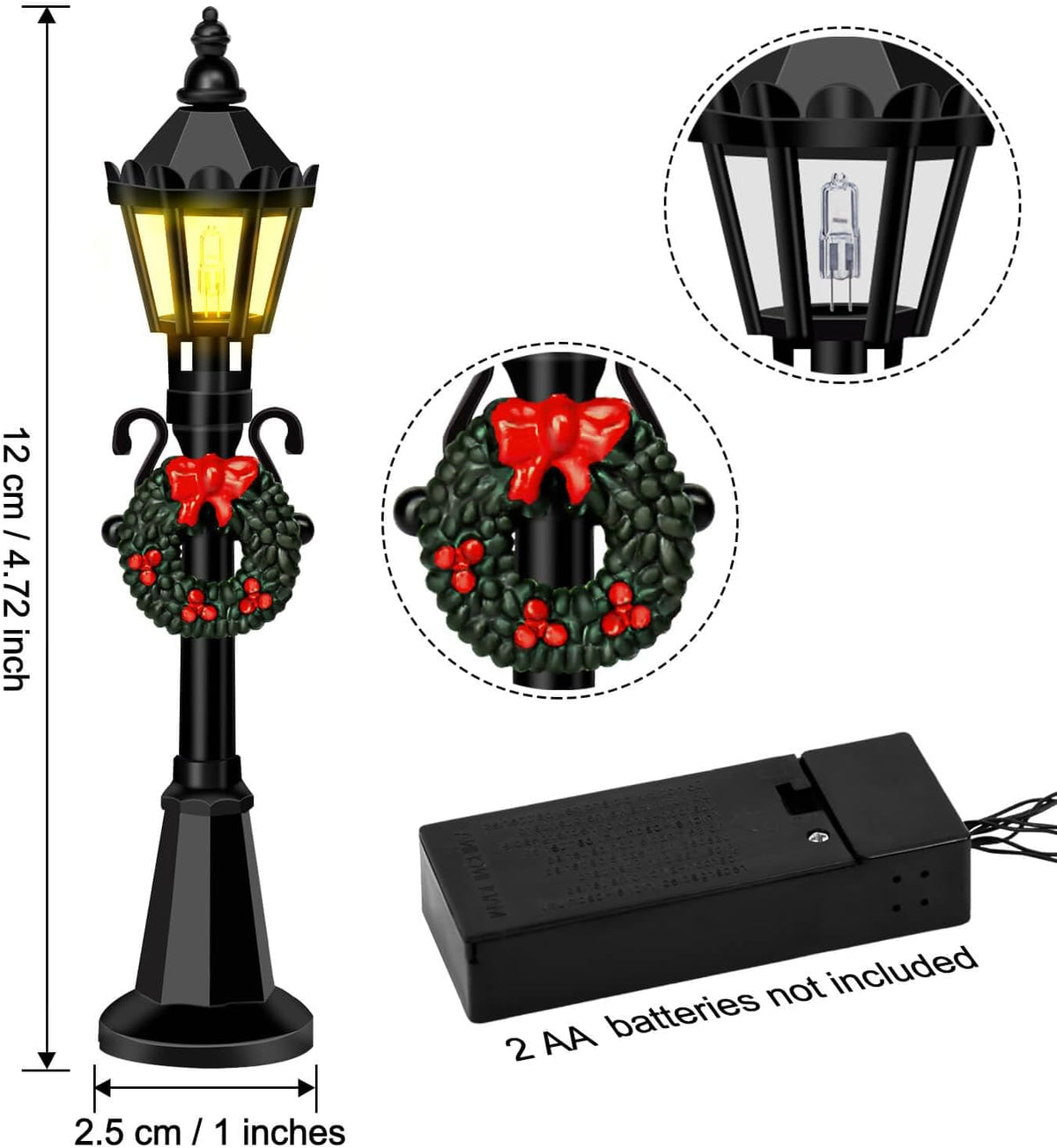 Skiennix Mini Street Light Models - 4 Pcs Dollhouse Lanterns for Christmas Village Decor | DIY Fairy Garden Accessories