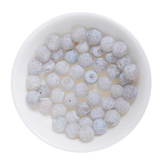 10mm Natural Grey Frosted Agate Gemstone Round Loose Beads Crystal Stone Bracelet Necklace Accessories Crafts for Jewelry Making DIY,1 Strand 15"